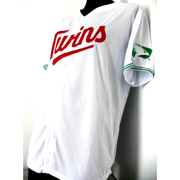 MINNESOTA TWINS White BASEBALL JERSEY STITCHED MENS XL COTAPAXI, ND Green emblem - Picture 4 of 9